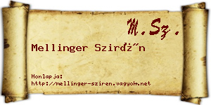 Mellinger Szirén névjegykártya